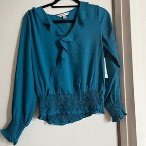 Teal Ruffled Women's Top